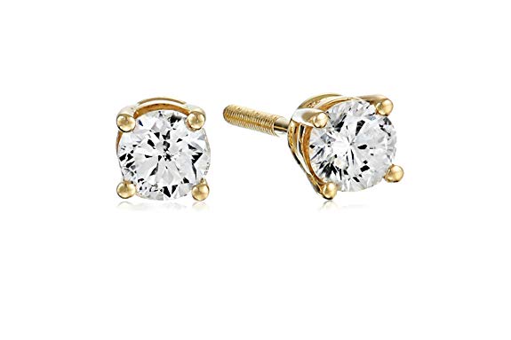 Certified 14k White Gold Diamond with Screw Back and Post Stud Earrings (J-K Color, I1-I2 Clarity)