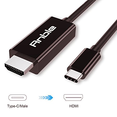Anble USB 3.1 Type C Male to HDMI 4K Cable (5.9ft/1.8m)(Thunderbolt 3) for Apple The New Macbook/ Chromebook Pixel/Dell XPS 13/Yoga 900/Asus Zen AIO/Lumia 950/950XL,Black