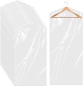 10 Pack Long Dress Covers 71 Inch Garment Bags for Hanging Clothes Plastic Suit Bags Dry Cleaning Bags Hanging Dust-proof Garment Bags for Coat Gowns Dresses