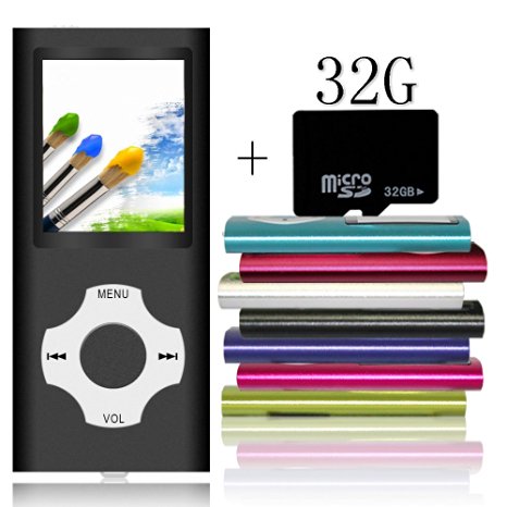 Tomameri Portable MP4 / MP3 Player with a 32 GB Micro SD Card, Music Player with Rhombic Button, E-Book Reader, Mini USB Port, Photo Viewer, Voice Recorder, Including Earphones and USB Charger - Black