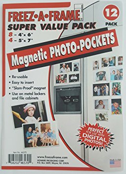 FREEZ-A-FRAME Magnetic Photo Picture Frame, White, Contains Eight 4 x 6 & Four 5 x 7 Frames 12 Pack