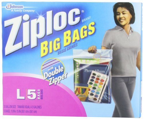 Ziploc Big Bag Double Zipper, Large, 5-Count by Ziploc