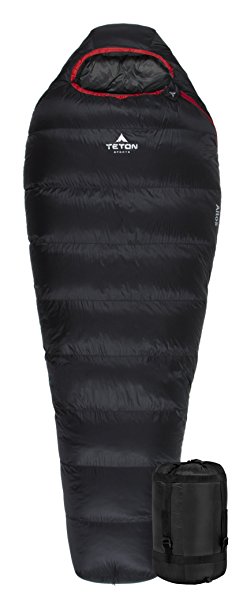 TETON Sports Altos Ultralight Down Mummy Sleeping Bag; Free Compression Sack Included