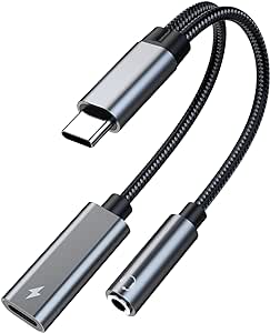 MMOBIEL USB-C auf 3.5mm Kopfhörer Adapter und Laden 32 Bit / 60W 2-in-1 Splitter USB Type-C auf Mic Aux Audio Jack Adapter mit Schnellladung für iPhone 15, iPad Air/Pro, Galaxy S24 S23 S22 S21