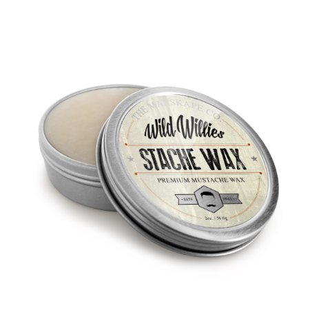 Wild Willies Mustache Wax - The Only Hard Wax with 7 Natural Organic Ingredients for All Day Hold While Treating Your Mustache at the Same Time Every Batch Made By Hand in the USA 2 Ounce