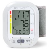 Balance Wrist Blood Pressure Monitor Ultra Portable High Accuracy Readings with Easy-to-Read Backlit LCD Two User Support and 2-Year Warranty