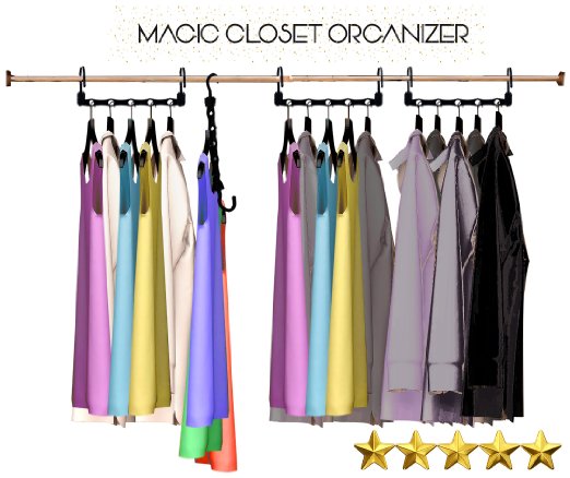 Magic Hangers As Seen on Tv Save Closet Space Clothes Organizer Purse Set of 10 - Lifetime Warranty