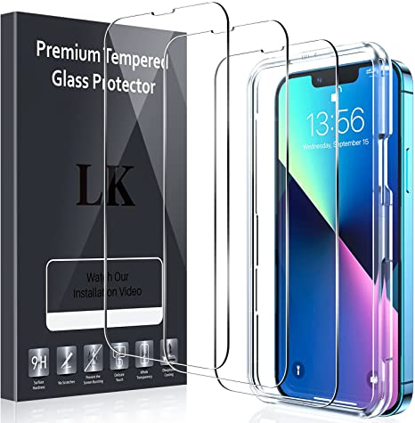 [3Pack] LK Screen Protector Compatible with iPhone 13 and iPhone 13 Pro 6.1-Inch, HD Tempered Glass Film