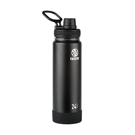 Takeya Actives Insulated Stainless Water Bottle with Insulated Spout Lid, 24oz, Onyx