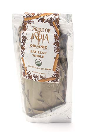 Pride Of India - Organic Indian Bay Leaf Whole, 1oz (28gm) Pack