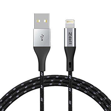 iPhone Charger, Zdatt 3.3ft Nylon Braided MFi Certified Apple Lightning Cable USB Charging Sync Cord with Aluminum Connector for iPhone 7/7 Plus/6s/6s Plus/SE/5s, iPad Mini/Air/Pro-Black