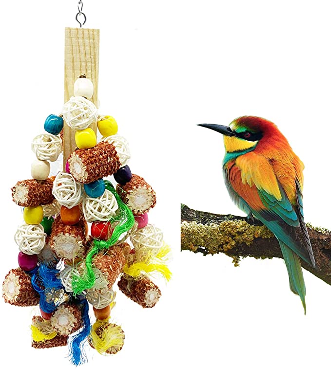 Deloky Bird Block Knots Tearing Toy -Natural Corn Cob Parrot Chewing Toy Suggested for Macaws Cokatoos,Parakeets, Conures, African Grey and a Variety of Amazon Parrots