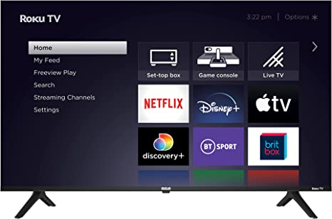 RCA RR55UD1 55 Inch 4K Smart TV, Roku TV with BBC Netflix Freeview Play Disney , HDR DVB-T2/T DTS Studio Sound Dolby Audio 3 x HDMI 2 x USB Port, Ideal Large Screen TV for Living Room Home