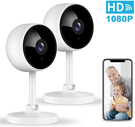 Home Security Camera, Littlelf 1080P Indoor WiFi Surveillance IP Camera with Manual Night Vision, 2-Way Audio, Human Motion Dectetion for Pet/Office/Baby Monitor, Worked with Alexa - 2 Pack