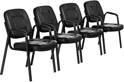 Forfar Set of 4 Reception Chairs Ergonomic Executive Conference Chair Elegant Design Office Waiting Room Guest Reception (4 Pcs)