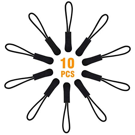 IBEET Zipper Pulls Strong Nylon Cord Zipper Tags Fits/Zipper Fixer with Non-slip Gripper Heavy Duty Luggage Backpack Jacket Zipper Pulls - 10pcs