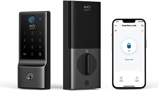 eufy Security Smart Lock C220, Fingerprint Door Lock, Keyless Entry Door Lock, Built-in Wi-Fi Lock, Smart Deadbolt Lock, App Remote Control, 8Months Battery, IP53 Waterproof, BHMA Grade 3