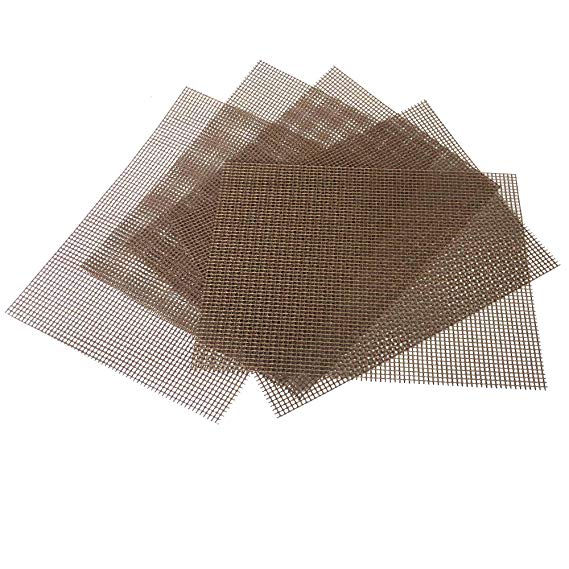 OSVINO Heat Resistant Non Stick FDA-Approved BBQ Grill Mesh Mat Set of 5 Easy to Clean, Beige