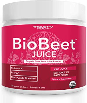 BioBeet Juice: 20:1 Concentrate of Beet Juice Powder – Natural Nitric Oxide Booster, Pre-Workout for Better Athletic Performance & Endurance – Organic, US Grown, Raw Form (50 Servings)