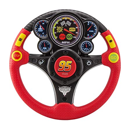 eKids Disney Pixar’s Cars 3 MP3 Smart Wheel with Stream Catcher Technology, Lightning McQueen Toy Steering Wheel , Motion Reactive Steering Wheel, Audio Hook Up, Disney Cars Toy