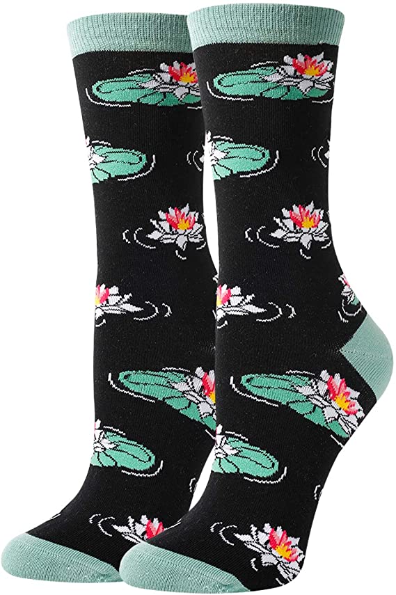HAPPYPOP Women Girls Funny Cactus Flower Socks, Novelty Sunflower Lily Rose Gift