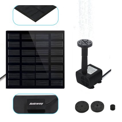 [Continuous Flow] Ankway Solar Pump for Water Fountain , Solar Powered Panel Kit Pool Garden Watering Submersible Pump,Birdbath Fountain ,Easy Installation
