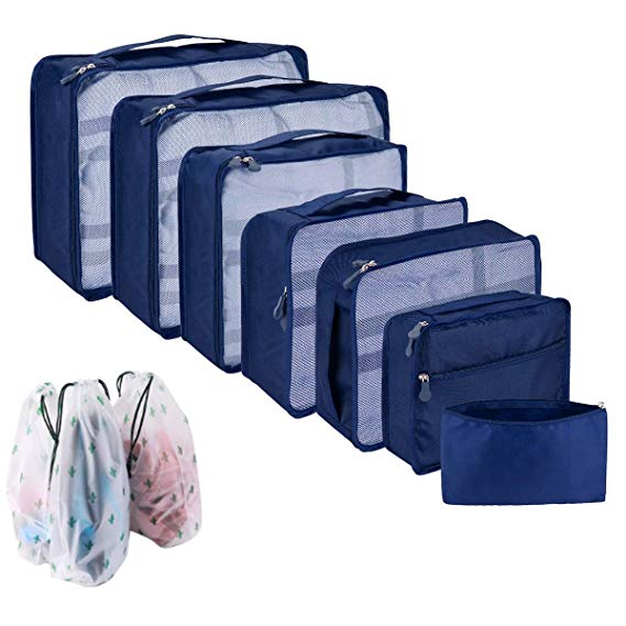 Packing Cubes for Suitcase, 10 Pcs Suitcase Organiser Bags, High Quality Suitcase Travel Organiser, Hand Luggage Packing Cubes Value Set for Travel (10 pcs, Dark Blue)