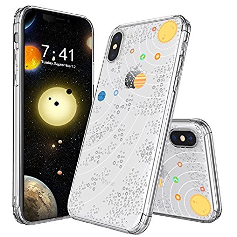 iPhone X Case, iPhone 10 Case, MOSNOVO Galaxy Outer Space Clear Design Printed Transparent Plastic Hard Back Case With Protective Shock Proof TPU Bumper Case Cover for iPhone X / iPhone 10