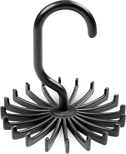 360 Degree Revolving Tie Belt Hanger Holder / Organizer - Tie Rack - Adjustable Pack of 2 Hanger - Hooks Ties Scarf For Closet Organizer (Black) - by Utopia Home