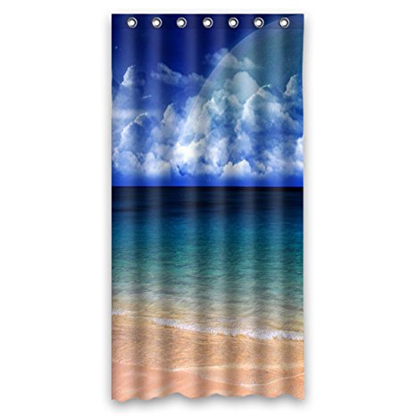 BravoVision Fashion Custom Blue Seashore Waterproof Fabric Bath Shower Curtain 36" x 72"