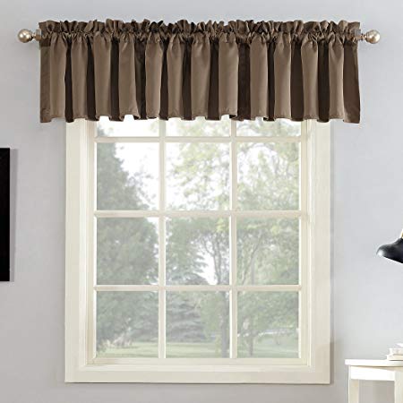 Sun Zero Barrow Energy Efficient Rod Pocket Curtain Valance, 54" x 18", Mocha Brown