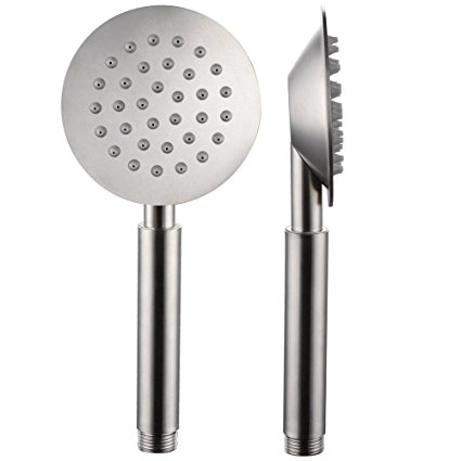 Aquafaucet SH-101 Bathroom Single Function Handheld Shower Head with Rub Clog-free Nozzles, Brushed Stainless Steel