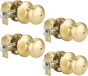 goldenwarm Gold Interior Door Knob, Privacy Door Knob, Gold Bedroom Door Knobs, Door Knobs Interior Bulk, Privacy Door Knobs for Bedroom or Bathroom(4 Pack)