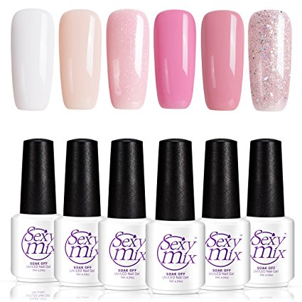 Sexy Mix Gel Nail Polish Set Soak Off UV LED Pink Colors Set Mixed 6 Colors #002