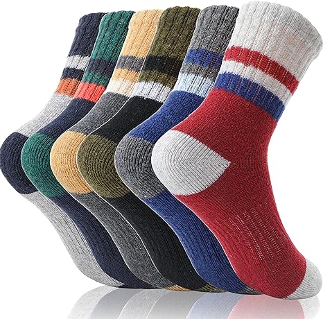 EBMORE 6 Pairs Kids Merino Wool Hiking Socks Boys Toddlers Girls Winter Thermal Warm Boot Thick Cushion Socks