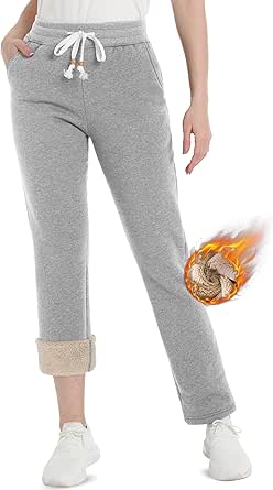 TACVASEN Women's Sherpa Lined Sweatpants Warm Fleece Lined Pants Soft Cotton Winter Thermal Pants with Pockets Athletic