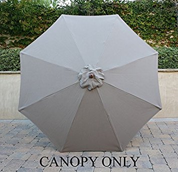 9ft Market Umbrella Replacement Canopy 8 Ribs Taupe (Canopy Only)