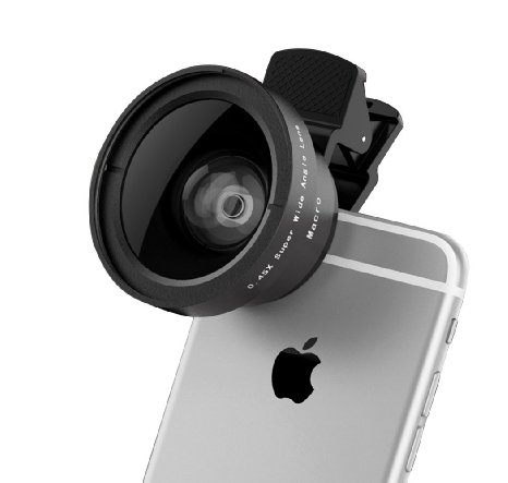 VICTONY 2 In 1 Cell Phone Camera Lens Kit Clip-On Universal Phone Lens 52mm Diameter Lens for iPhone 6 / 6s Plus / 6s / 5s, Samsung Mobile Phone (0.45 X Super Wide Angle Lens, 12.5 X Macro Lens)