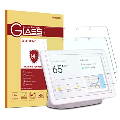 OMOTON Tempered Glass Screen Protector Compatible Google Home Hub 7.0 inch [2 Pack]