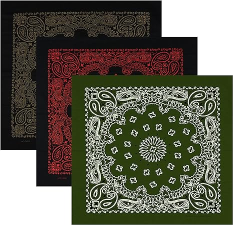 Large Bandanas 27 x 27 | Versatile Biker Rags | Classic Paisley Bandana Pattern