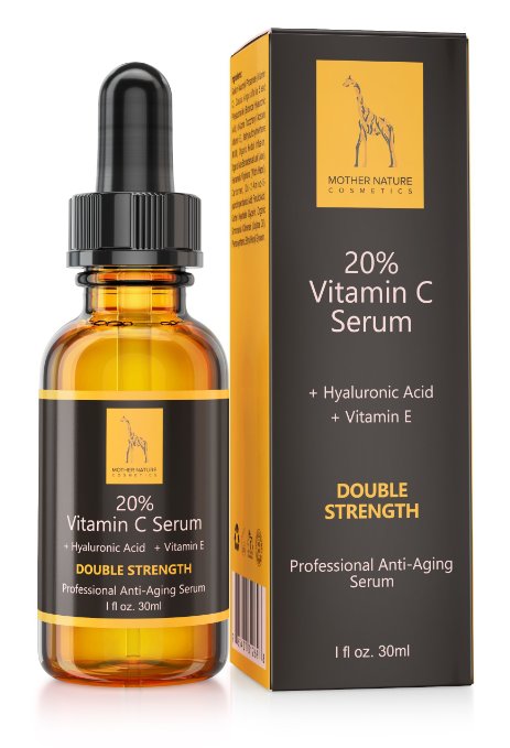 Mother Nature® - Vitamin C Serum || Anti-Aging | With Hyaluronic Acid, Vitamin E, Aloe Vera & Jojoba Oil || Double Strength