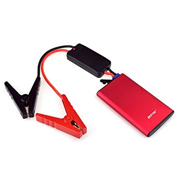 BESTEK 400A Peak 8000mAh Portable Car Jump Starter Battery Charger Power Bank, up to 4L Gas and 3L Diesel Engine, Red