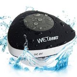 WETbeatz EDGE Waterproof Bluetooth Speaker IPX4 Rating Speakerphone with Built-in Mic and Dedicated Suction Cup for Car Beach Pool and Outdoor Use - Black