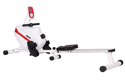 SportPlus Indoor Rower – Rowing Machine – Includes 5 kHz Heart Rate Strap Receiver in Rowing Computer – Max User Weight 150 Kg - Foldable