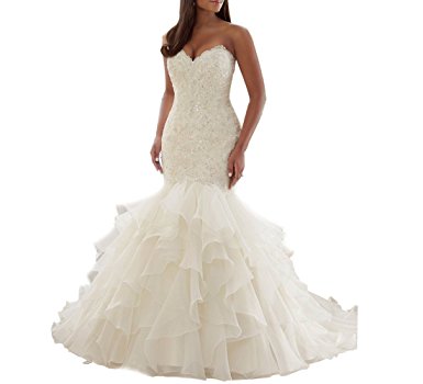 Beauty Bridal Sweetheart Mermaid Bridal Gown Plus Size Wedding Dresses for Bride