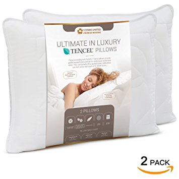 Luxury Tencel® Pillow for Sleeping - 100 Eco-Friendly Bedding Solution - Unique, Incredibly Soft Filling with Eucalyptus Extract- Extra Head and Neck Support. Truly Perfect - Standard (2-Pack)