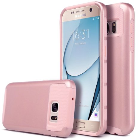 S7 Case, Galaxy S7 Case, ULAK Hybrid Case for Samsung Galaxy S7 2016 Release 2-Piece Dual Layer Style Hard Cover (Rose Gold/Rose Gold)