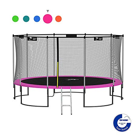 Kangaroo Hoppers Trampoline with Safety Enclosure,Jumping Mat,Ladder and Spring Cover Padding,12 15 FT Available,Multiple Color Choices, TUV and ASTM Tested, Best Outdoor Gift for Kids