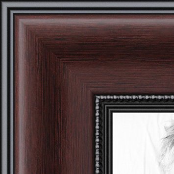 ArtToFrames 13x19 inch Mahogany and Burgundy With Beaded Lip Picture Frame, WOMN9590-13x19