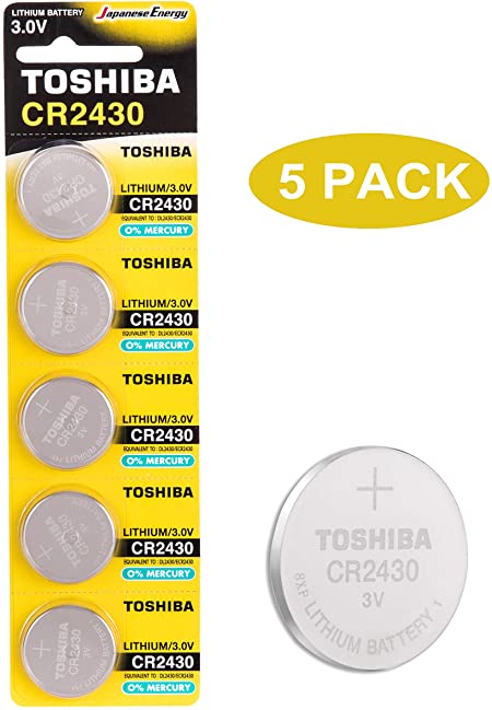 Toshiba CR2430 3V Lithium Coin Cell Battery Pack of 5